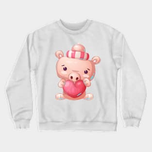 Cute Pig with Love Crewneck Sweatshirt